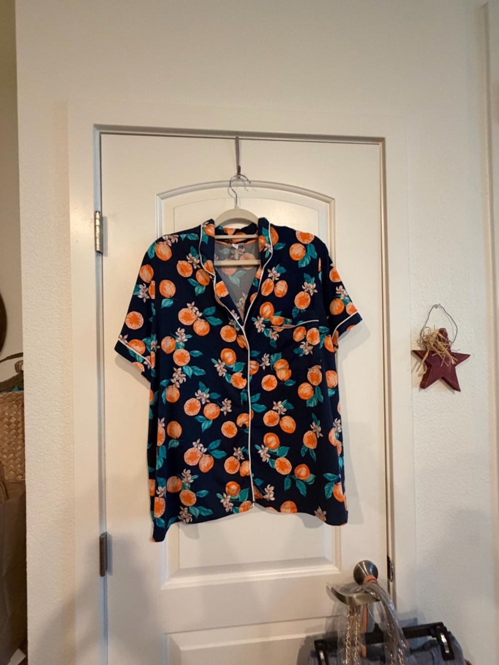 Summer Orange Short-Sleeve Pajama Short Set